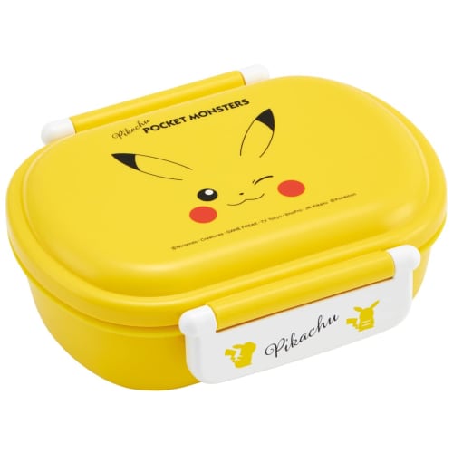 Skater Children's Bento Box, 360ml Capacity, Fluffy Lid, Made In Japan, Single Tier, Dishwasher and Microwave Safe, Pok?mon Pikachu Face Design, 23cm,