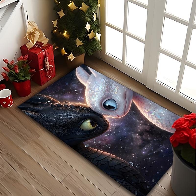 How to Train Your Dragon Print Area Rug, Multi-functional Office Chair Sofa Carpet, Easy Clean Carpet for Home and Living Spaces