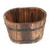 Rustic Wood Barrel Planter Plant Container with Drain Holes for Home Office Decoration