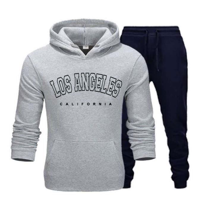 Jogging enfant - LOS ANGELES - Gris - Manches longues - Sweat à capuche - Taille élastiquée