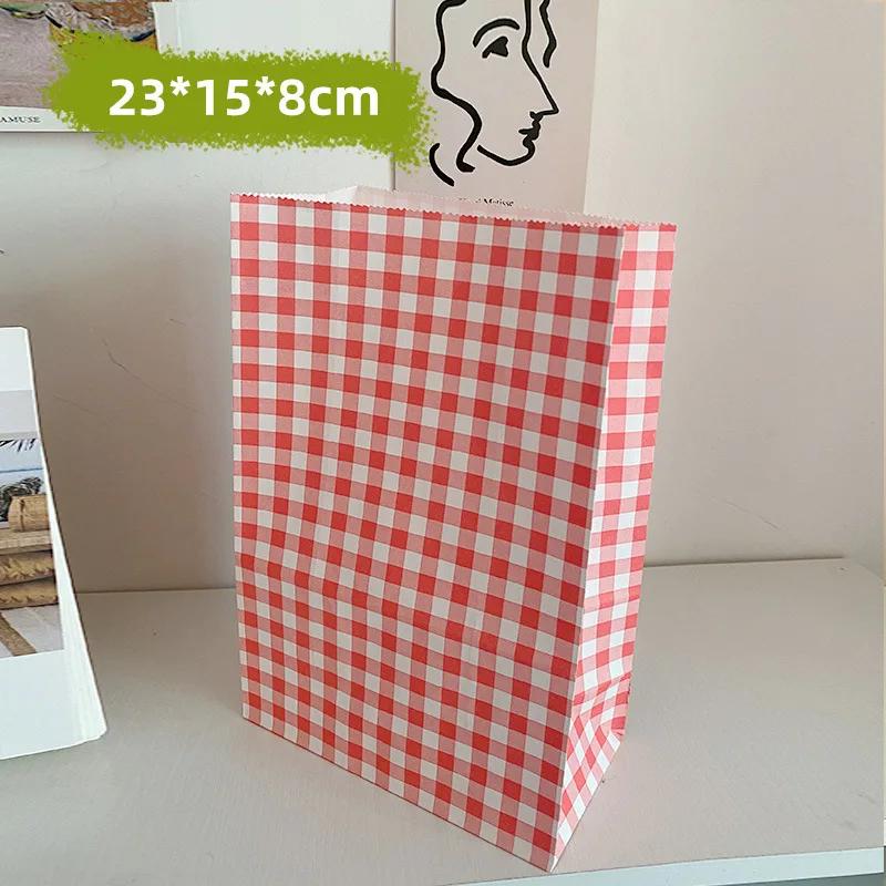 5/10 шт. красочный клетчатый крафт-бумажный пакет для печенья, конфет, подарочная упаковка, вертикальная сумка для хранения на день рождения, милое украшение своими руками