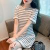 Chic Striped Knitted Midi Dress - Summer 2025 Women's Slim Fit Socialite Style