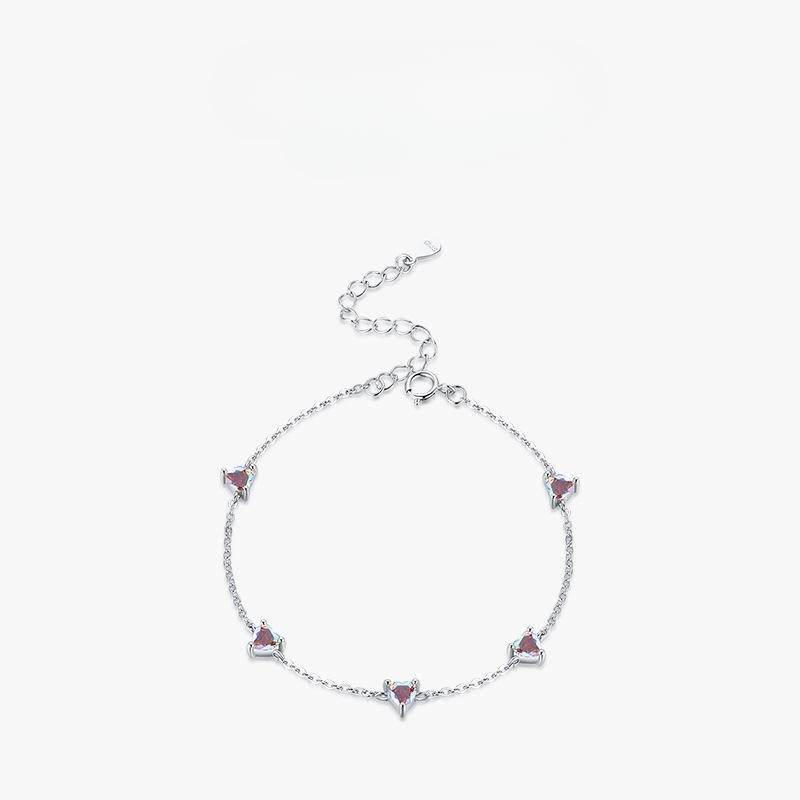 Новый браслет из стерлингового серебра S925 с инкрустацией красочным цирконом в форме сердца для женщин с уникальным дизайном и модным браслетом Instagram