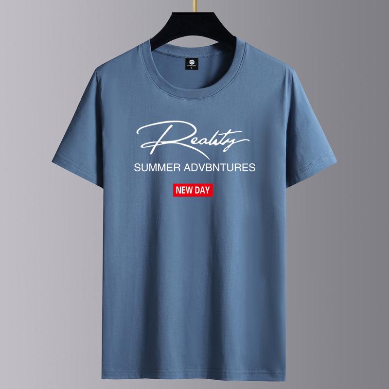 Мужская модная повседневная футболка свободного кроя с круглым вырезом и коротким рукавом