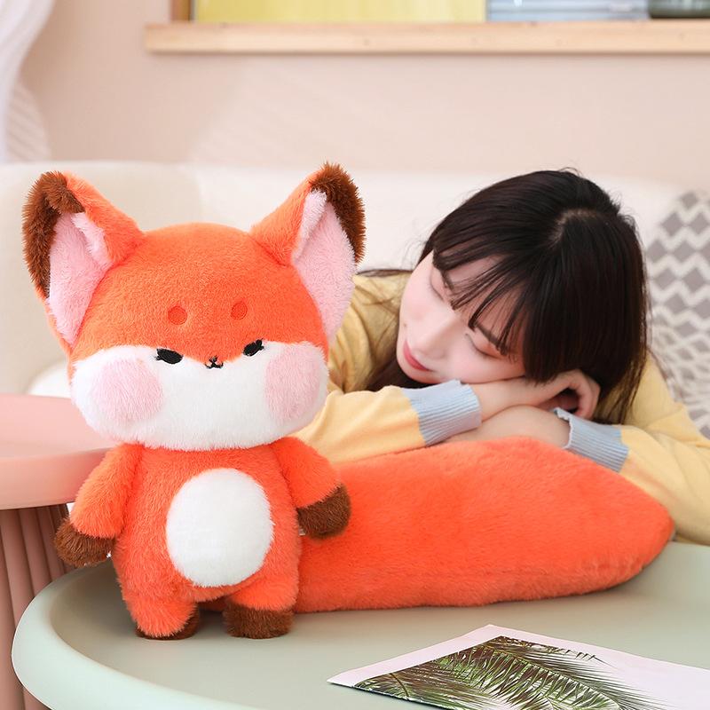 Кукла лиса Дуду, милая кукла лиса с большим хвостом, девочка, спящая подушка, тряпичная кукла, плюшевая игрушка