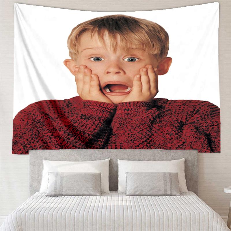 Home Alone Print Tapestry, Backdrop, Easy Setup, Ideal for Bedroom, Office & Living Room, with Aesthetic Wall Hanging Decor.