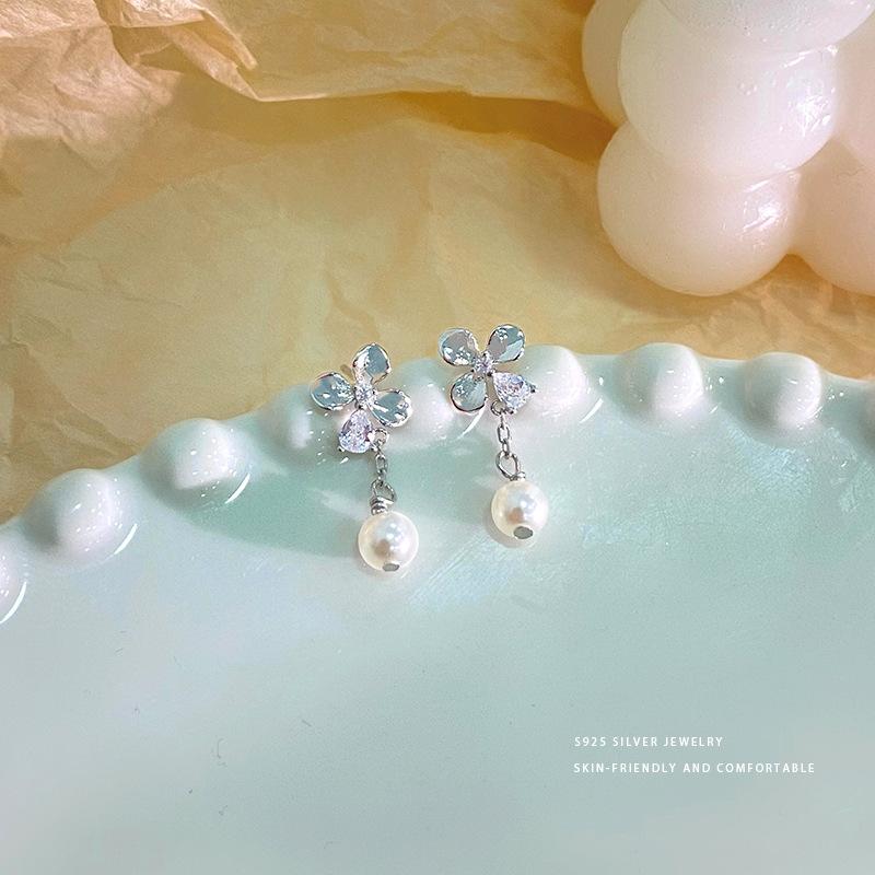 Серьги с жемчугом Sweet Flowers для женщин, легкие, роскошные, высокого класса и изысканного темперамента, новые платья для ушей