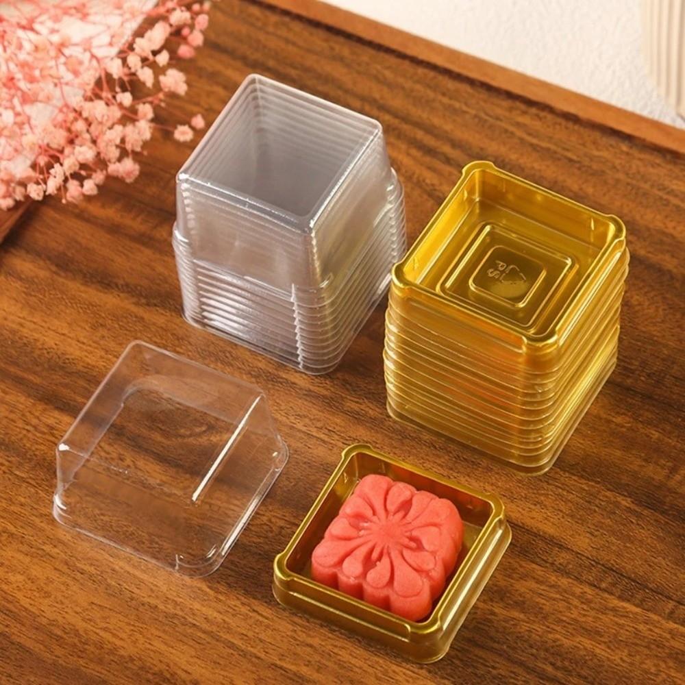 50Pcs 50/75/100g Plastic Muffin Container Sealed Mooncake Packaging Box Cookies Storage Box Kitchen