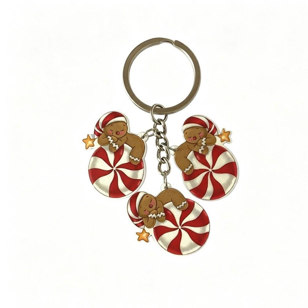 2D Flat Christmas Keychain Mini Xmas Ornament Pendant Cute Keyring Charm Christmas Gift