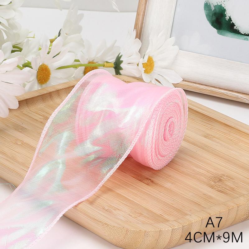 9M 4CM Fishtail Yarn Ribbon For DIY Bow Hair Ornament Bouquet Gift Wrapping Material Wave Silk Ribbons Party Decor