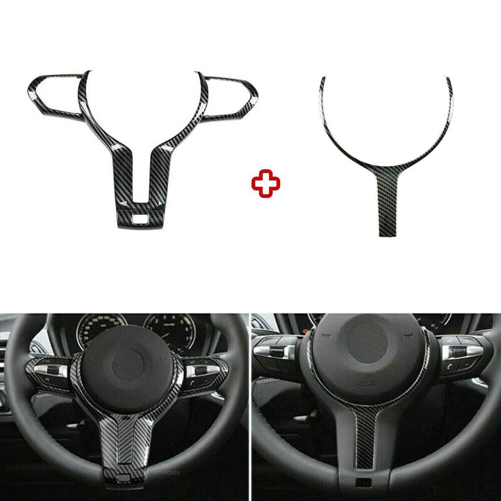 For BMW F10 F22 F30 F32 F10 M Sport Carbon Fiber Look Car Interior Steering Wheel Trim Cover Sticker Button Frame