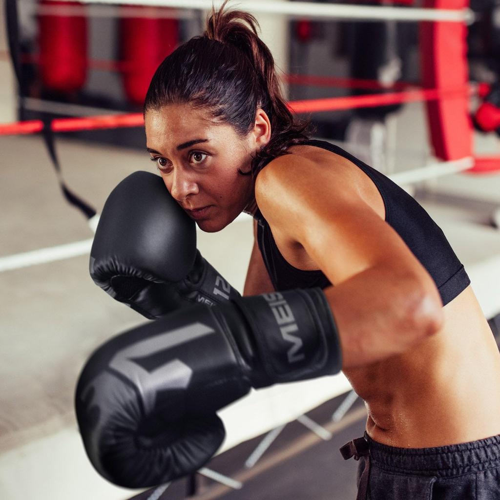 Meister Critical Боксерские перчатки Эргономичные тренировочные перчатки Матовый черный 12 унций - Высокая плотность - -