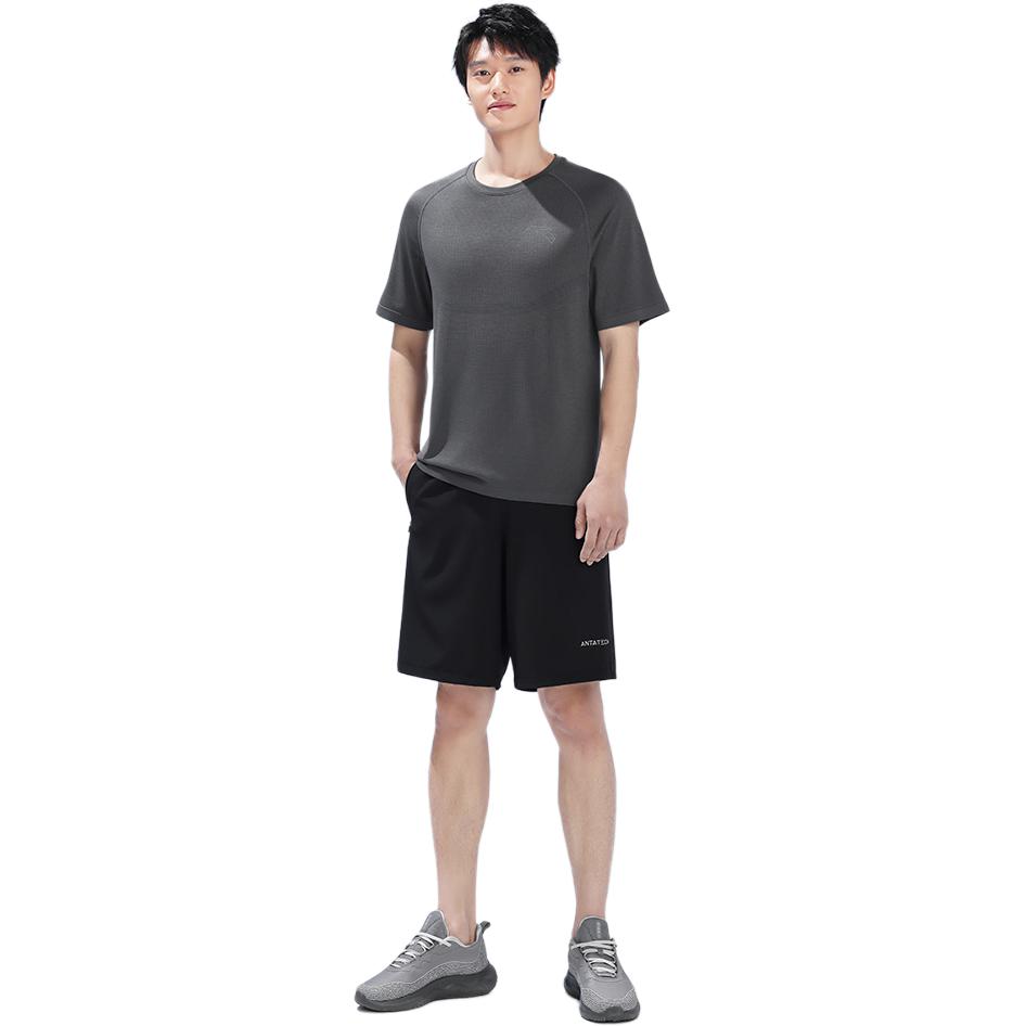 Anta Футболка Running Series с круглым вырезом и коротким рукавом, однотонная, мужская, черная 152325114-4