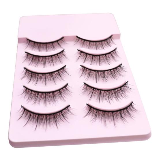 Yousheng 5Pairs False Eyelashes Natural Stylish Eyeliner Effect Cross Makeup Extensions Eye Lashes for Daily Life