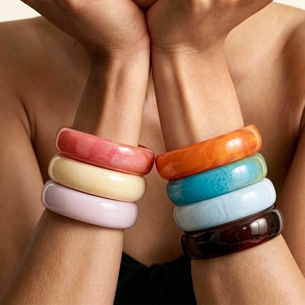 Round Shape Bangle Bracelet Resin Wrist Ornament New Wrist Band Gift Pick
