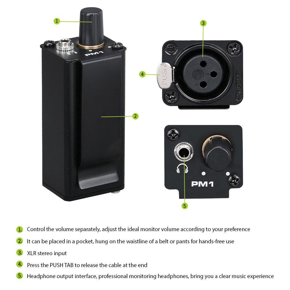 Усилитель для внутриушного монитора Портативный стереоусилитель для наушников с входом XLR Выходной разъем 3,5 мм Громкость