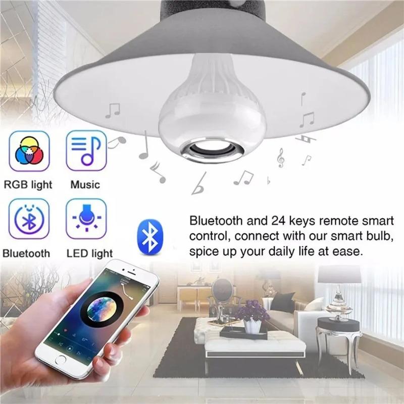 Bluetooth RGB Музыкальная Лампа, E27 Светодиодная Цветная Лампа с Пультом Дистанционного Управления, Диммируемая Лампа-Колонка для Вечеринки, Домашней Спальни