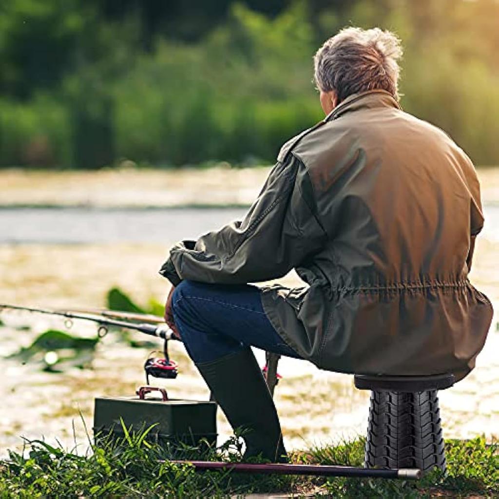 Collapsible Portable Stool, Upgraded Folding Camping Stool Load Capacity 450lbs Telescoping Foldable Retractable Stool for Adults