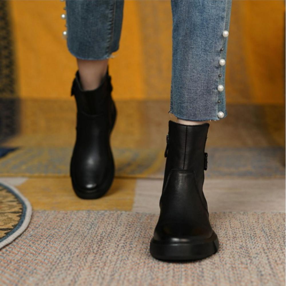 Women's Ankel Boots Autumn Winter Women Boots Womens Short Boots Flat Shoes Fashion Platform Boots Gothic Botas De Mujer 35-42