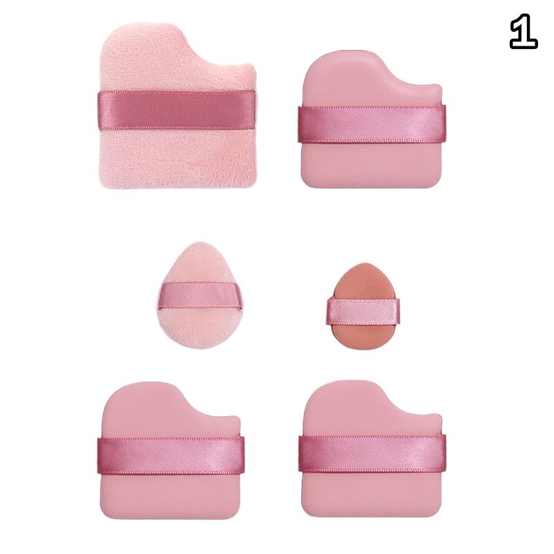 6 шт./набор Розовые пуховки Мини-пуховки для пальцев Пуховки для пудры Консилер Румяна Сухой и влажный макияж Мягкий, приятный для кожи Флок Аэропуховка