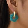 Multicolor Transparent Acrylic Resin Marbling Flower Drop Earrings For Women Copper Golden Ear Buckle Fashion Jewelry