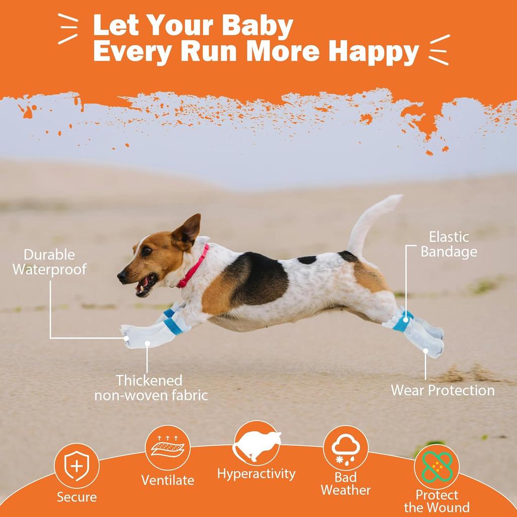 22Pcs Disposable Dog Boots, Cat & Dog Foot Towel, Adjustable Self-Adhesive Foot Cover, Pet Waterproof Foot Cover, Large, Medium and Small Size Pet