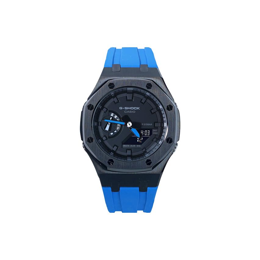 Casio Мужские часы с двойным дисплеем (жидкокристаллический/аналоговый) Серия Черные часы GA-2100-7A-