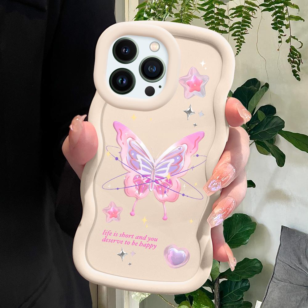 Мягкий чехол для телефона Dream Butterfly для iPhone 11 12 13 14 15 Pro Max 6 6S 7 8 Plus Xs Wave Edge, противоударный защитный резиновый чехол