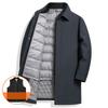Men's Autumn and Winter Warm White Duck Down Long Down Jacket Removable Liner Vest Down Coat Dad's Wear