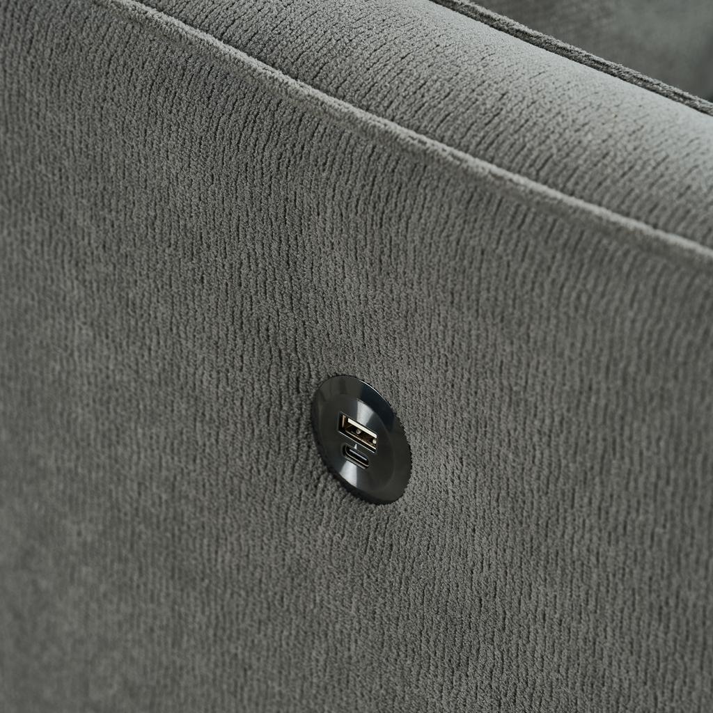 Loveseat Sofa Couch with USB Charge Port and Wood Legs, Fabric Sofas with Thickness Cushion for Small Aparment