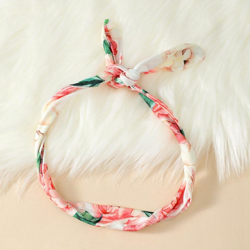 Комплект из трех предметов с капюшоном и длинными рукавами и цветочным принтом для маленьких девочек, брюки и повязка на голову