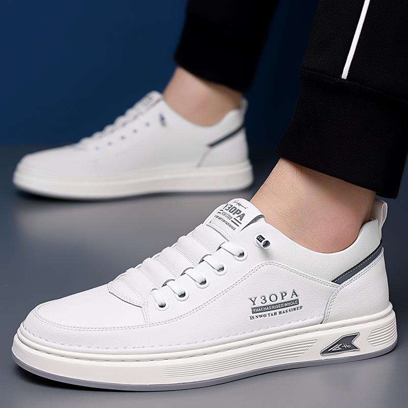 Белые повседневные кроссовки из коровьей кожи с плюшевой подкладкой и мягкой подошвой для весны