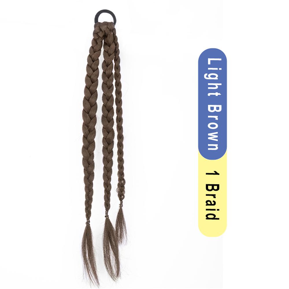 Bybrana Синтетическая резинка для хвоста, плетеная коса из жареного теста, наращивание волос, черные, коричневые женские различные стили