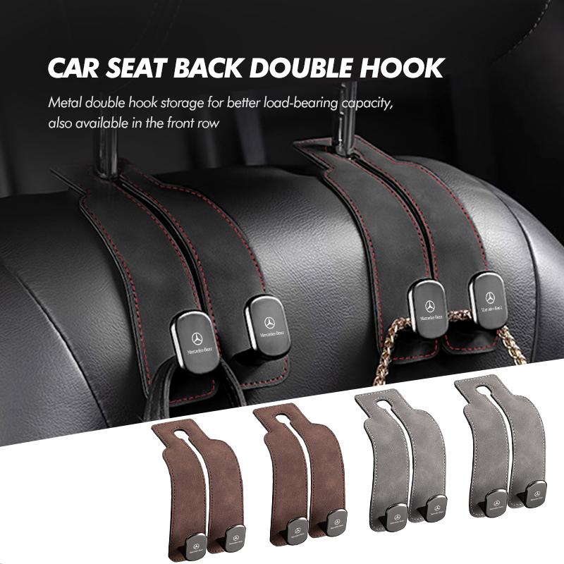 D1-Suede Car Rear Front Seat Storage Bag Suede Double Head Hook For Benz AMG A C E S G Class W201 W210 W108 W204 W205 W203