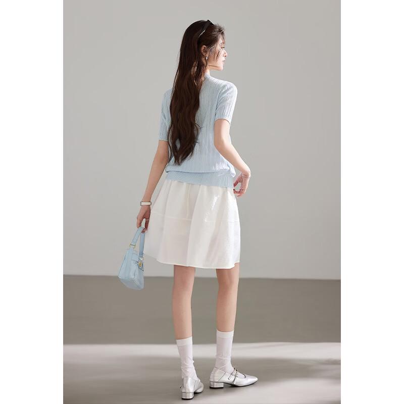 VICTORIA&VERA Faux Two-Piece Knit Top with Bow Detail