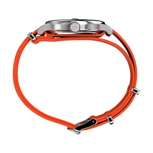 Мужские часы Timex Weekender 40 мм - Оранжевый ремешок Белый циферблат Корпус серебристого тона, Оранжевый