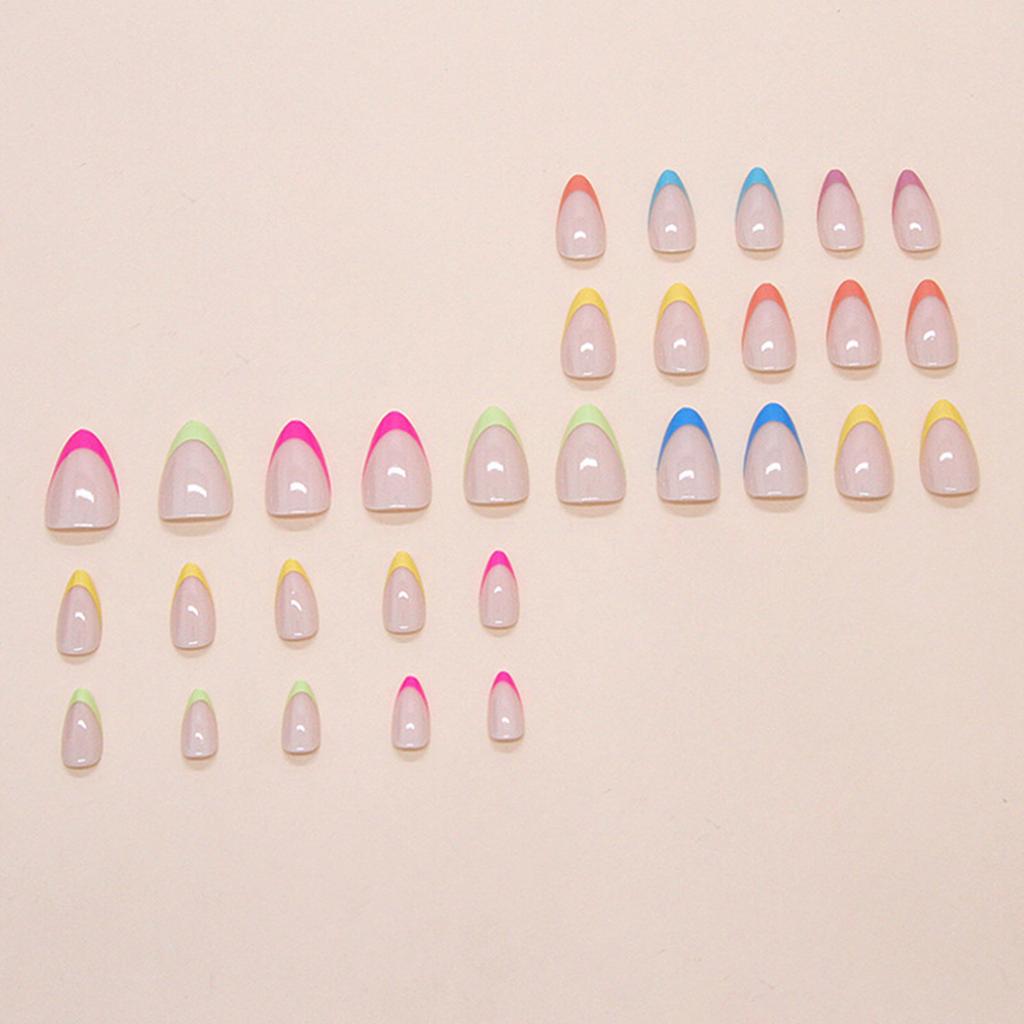 Миндальный пресс на ногтях Глянцевые накладные ногти Наклейки на ногти в 12 размерах 24 шт Французские ногти Советы по самостоятельному украшению ногтей