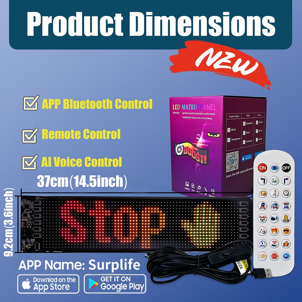 AI Voice LED Matrix Pixel Panel Car Demon Eyes APP Night Light DIY Programmable Flexible LED Display for Car Truck Accessorie