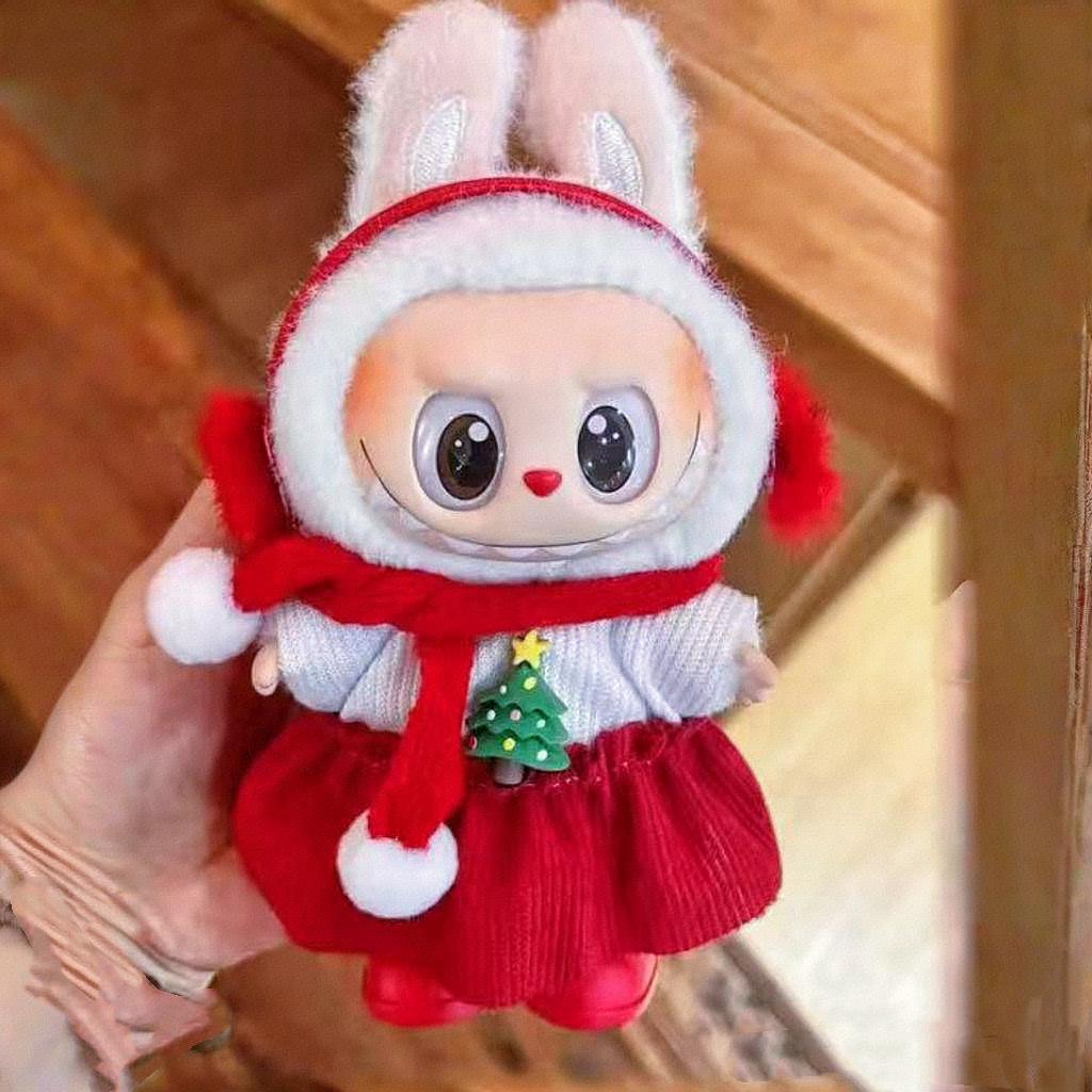 Горячий подходит для одежды labubu baby 17 см, холщовая одежда, кукла-сюрприз, набор для переодевания, рождественский и новогодний набор