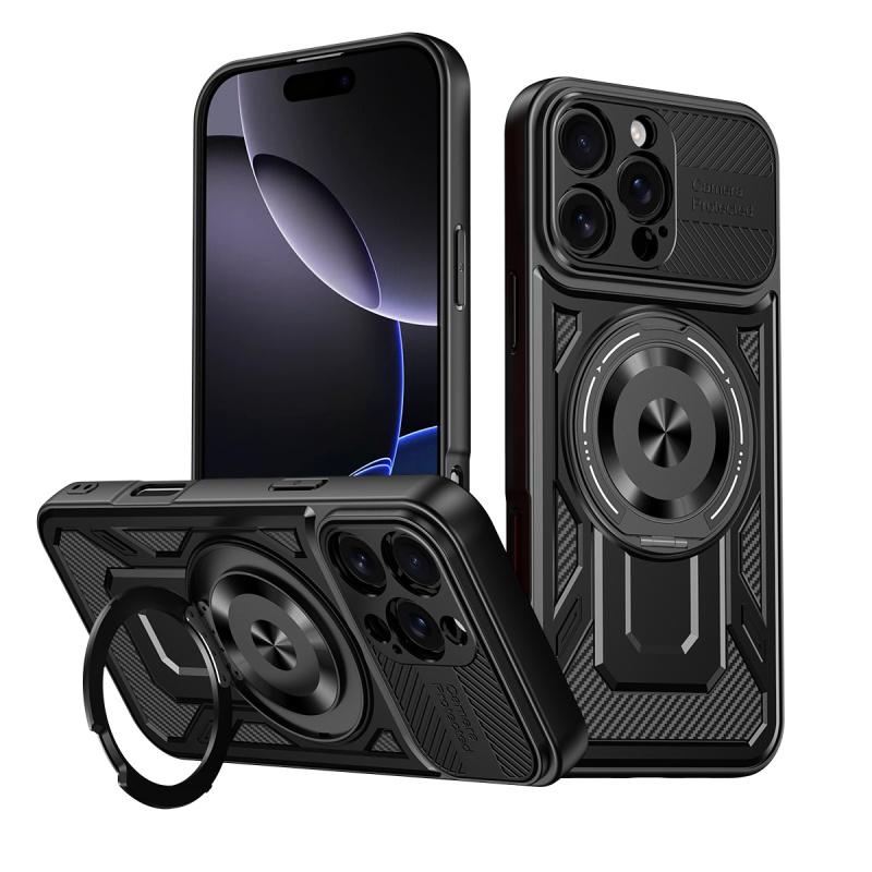 Роскошный бронированный чехол с магнитной беспроводной зарядкой Magsafe для iPhone 16 Plus 16 Pro Max E с военным кольцом-держателем для пальца, защитный чехол