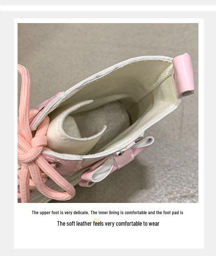 Женские розовые ботинки Мартина с бантом и сердцем - Модные ботильоны на платформе 2025 для весны и осени