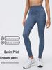 Женские Йога-Леггинсы с Высокой Талией и Эффектом Подтяжки Ягодиц - Ретро Джинсовые Беговые Фитнес-Леггинсы