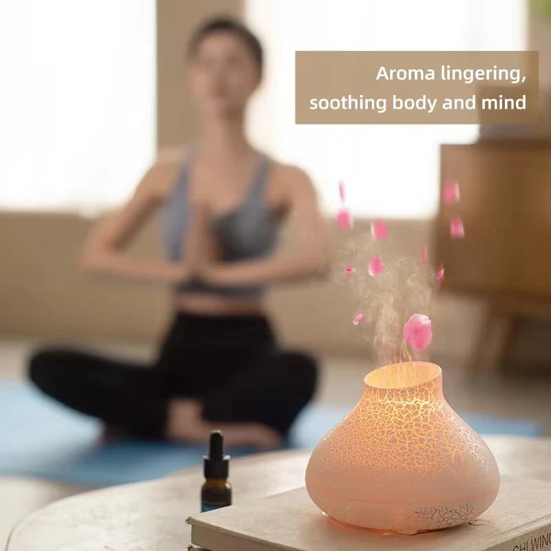 2024 New Crack Flame Aromatherapy Machine Colorful Night Light Can Be Added with Essential Oils Bedroom Charging Decoration