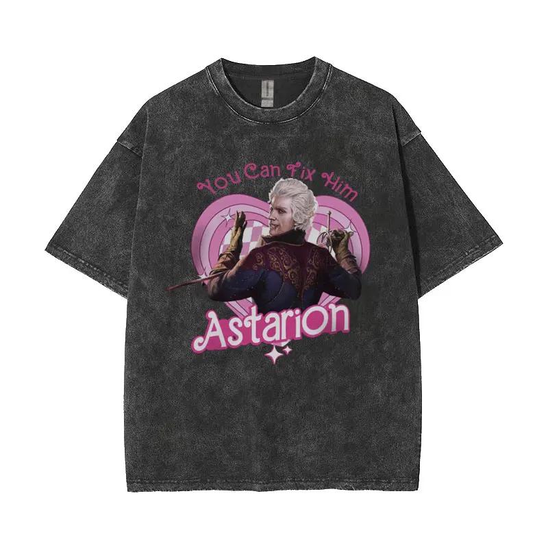 Летняя винтажная футболка с эффектом варки в воде в стиле ретро, мужская и женская, повседневная, свободного кроя, уличная, модный топ, графические футболки