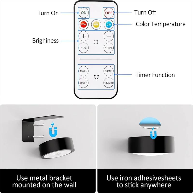 3 x Magnetic Remote Controlled Board Light, Rechargeable Wireless LED Table Lights, 3 Colours and Timer Function