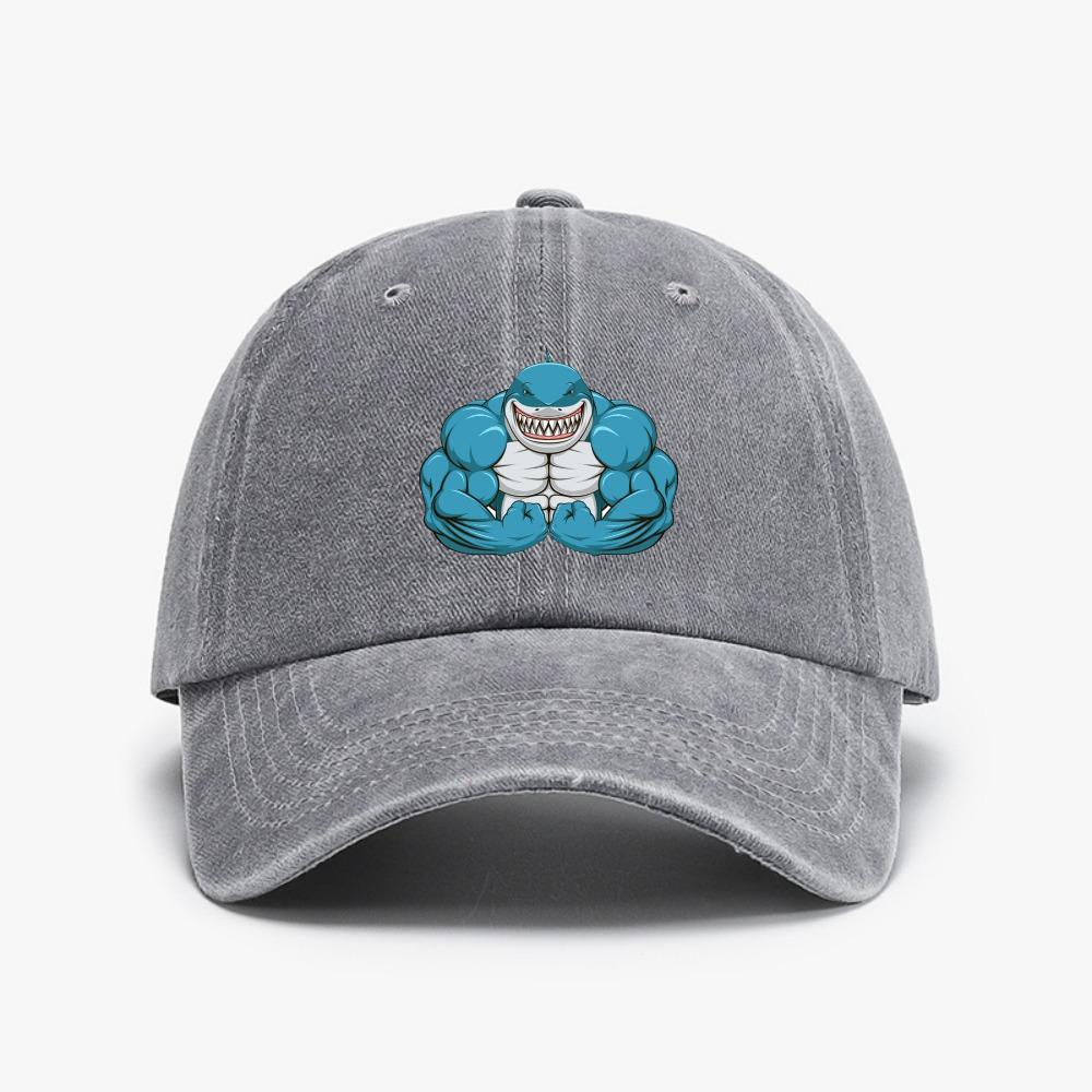 Muscle Sharks Unisex Fitness Hat Simple Style Suitable for Unisex and Women Hats Adjustable Distressed Washed Baseball Caps