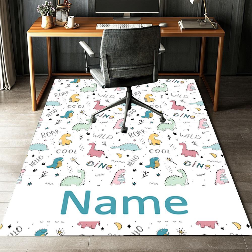 Custom Name Dinosaur Printed Carpet,Rug for Office Chair Living Room Bedroom Kitchen Room Decor Gifts.