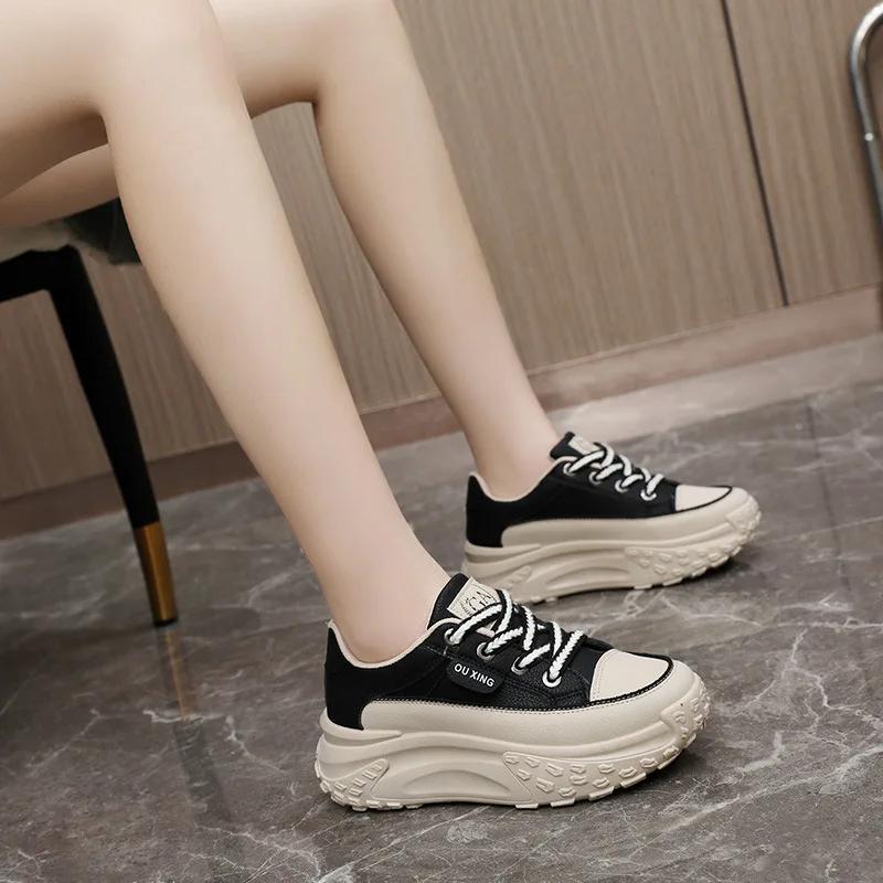 Luxury Women's Sneakers Fashion Outdoor Casual Shoes Designer Platform Shoes for Women Lace Up Vulcanized Shoes Zapatillas Mujer