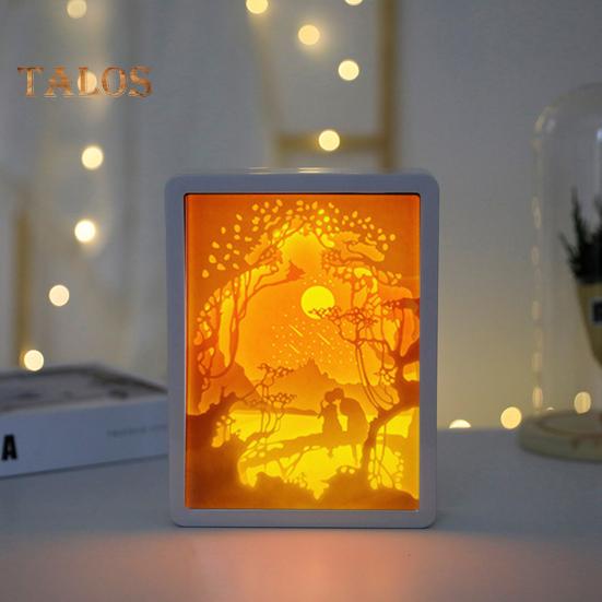 3D Бумажный Ночник с Мягким Свечением Перезаряжаемые Креативные Бумажные Скульптуры Рамка Настольная Лампа Декоративный Ночник