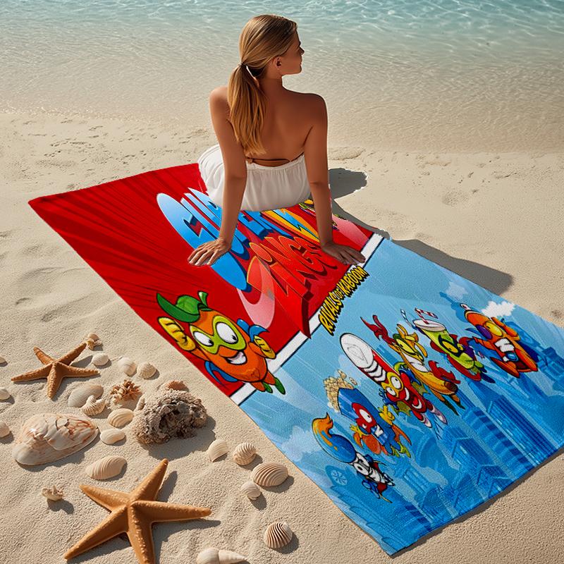 proof beach towel with a Superthings2 pattern - soft,absorbent,quick-drying,machine washable - perfect for swimming,camping,bathing